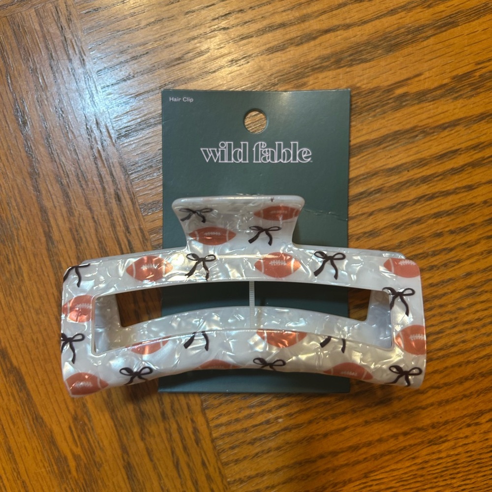 Wild Fable White and Brown Football & Bows Hair Clip